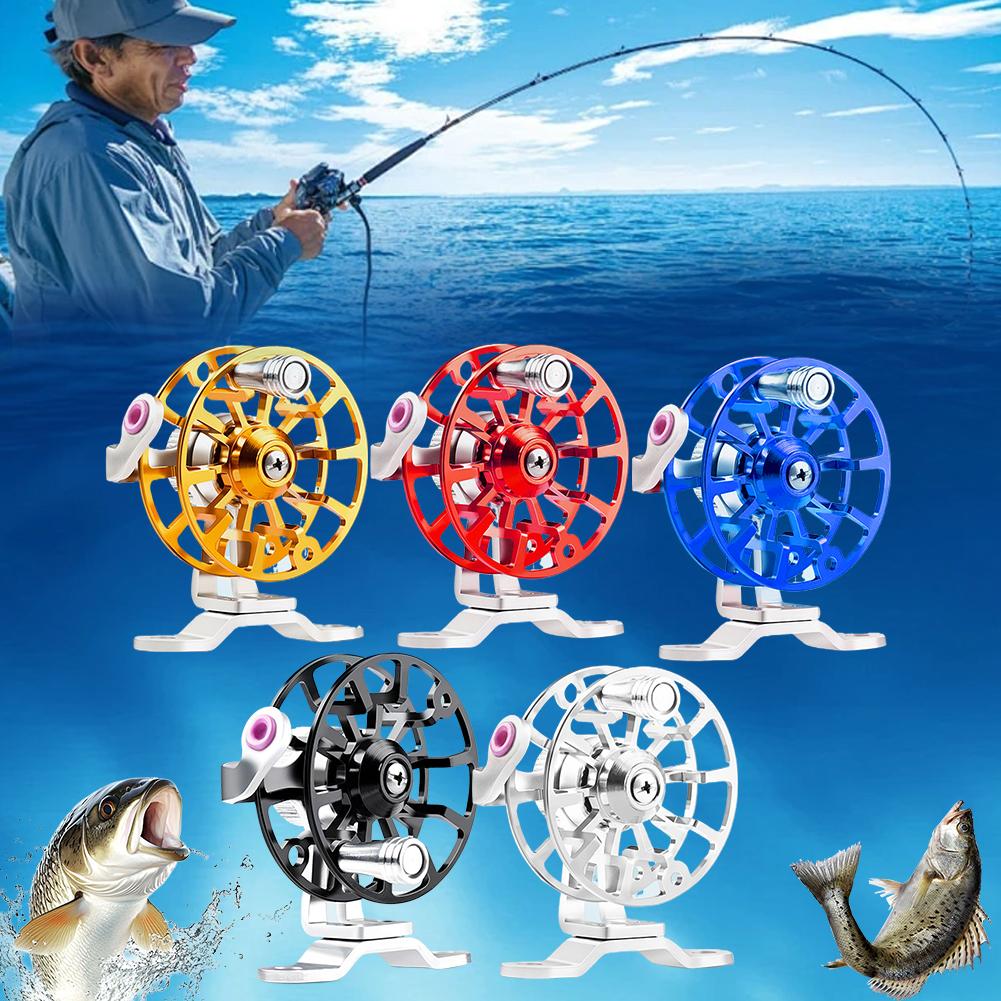 Ice Fishing Reel - รอกตกปลาขนาดเล็กแบบโลหะทั้งตัว พกพาสะดวก ใช้ได้กับแพและน้ำแข็ง น้ำหนักเบาพิเศษ พร้อมตัวล็อกสายตกปลา อุปกรณ์ตกปลาสำหรับกิจกรรมกลางแจ้ง